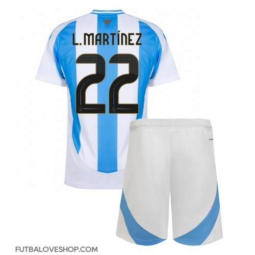 Dres Argentína Lautaro Martinez #22 Domáci pre deti Copa America 2024 Krátky Rukáv (+ trenírky)